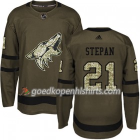 Arizona Coyotes Derek Stepan 21 Adidas 2017-2018 Camo Groen Authentic Shirt - Mannen